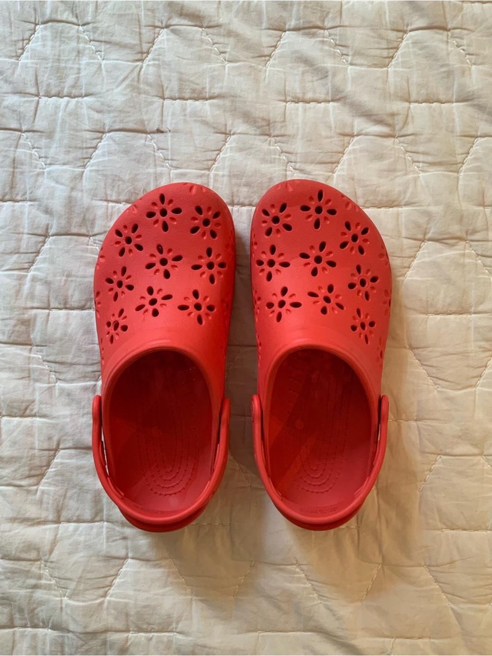 Sold by Free People CROCS Classic Red Floral Cutout Clog